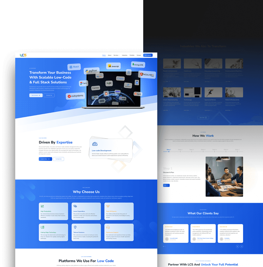 Low Code Systems website hero section