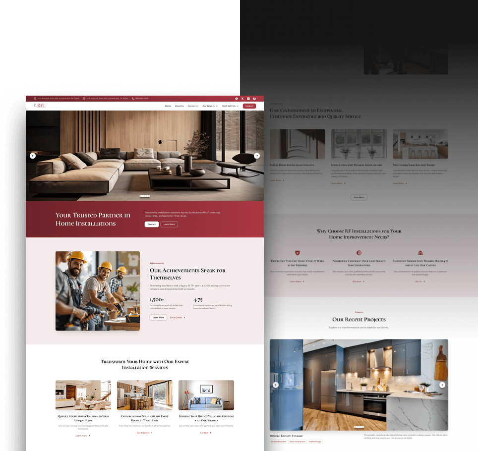 RF Installations website overview
