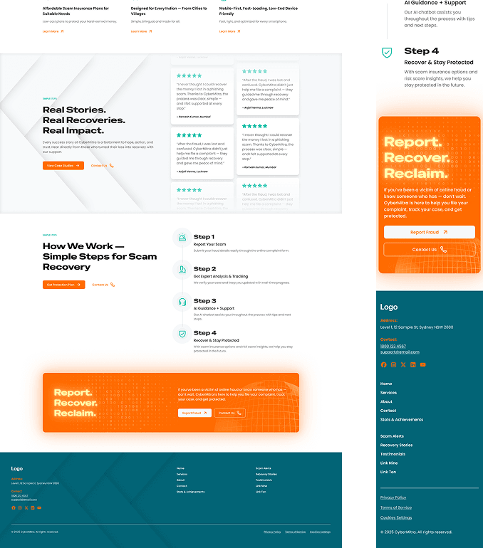 Cyber Mitra services and contact section