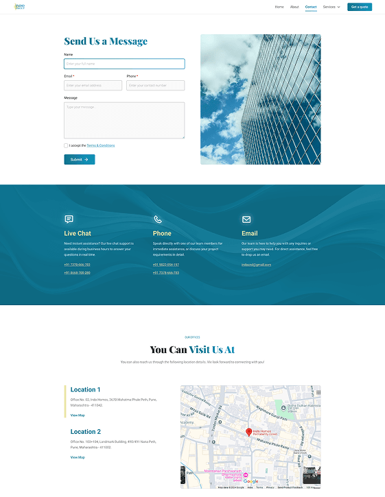 Indo Group contact and location section